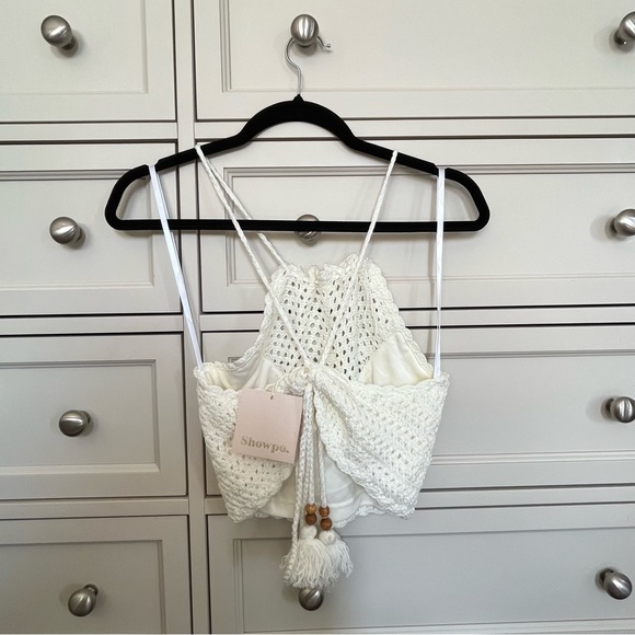 Showpo White Crotchet Halter Top - Picture 2 of 4